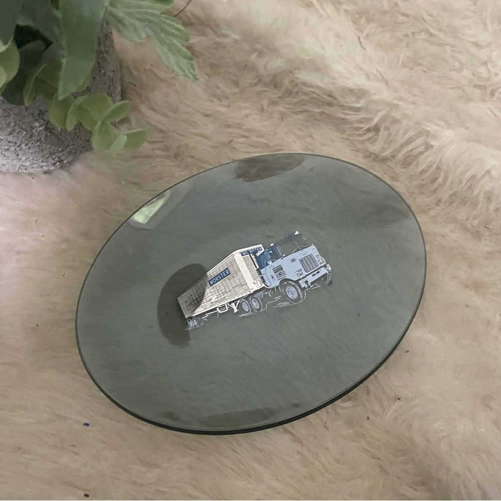 Vintage Smoke Gray Truck Decal Small Glass Plate